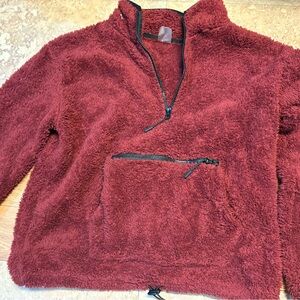 No Boundaries Burgundy Fleece Pullover Jacket